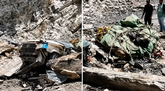 Giant boulders crushed a taxi in India, killing 13 people.