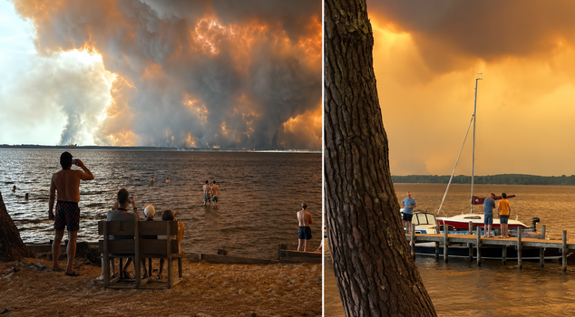 While Europe was engulfed in flames, the indifference of holidaymakers was captured on camera.