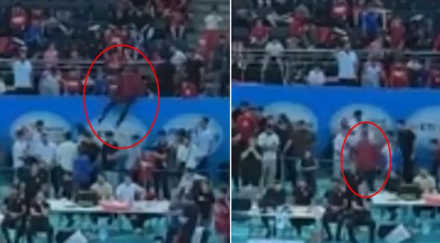 Deputy Minister Hamza Yerlikaya jumped from the stands and walked towards the referee.