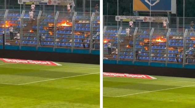 Unable to bear it any longer, they set the stands on fire.