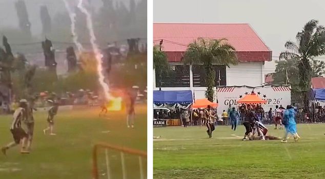 Lightning struck a field during a match in Thailand: 1 dead, 9 injured