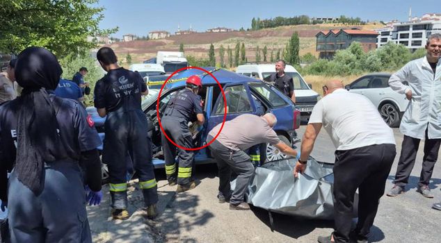 The unfortunate woman's body was removed with difficulty from the vehicle in which she was trapped.