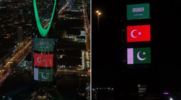 Türkiye, Saudi Arabia and Pakistan agreed! Iconic landmarks were illuminated in the colors of the three countries.