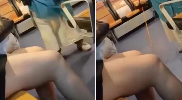 Scandalous scene on the ferry! He hit a young girl in shorts with a cane