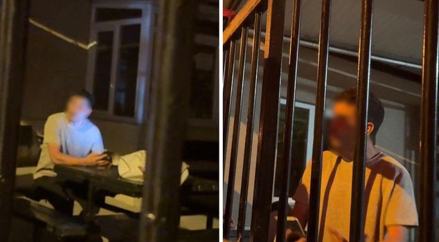 احتُجز داخل مسجد بعد دخوله لاستخدام المرحاض، فطلب المساعدة برمي الحجارة