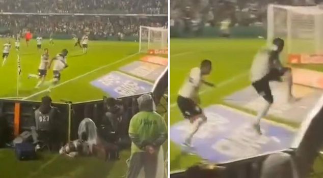 Goal celebration turned into a nightmare! From the advertising boards...