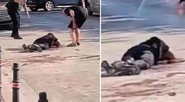 A horror movie-like incident! First he stabbed, then he waited by the victim's side.