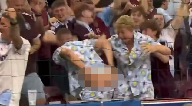 What joy! When the goal was scored, he pulled down his pants.