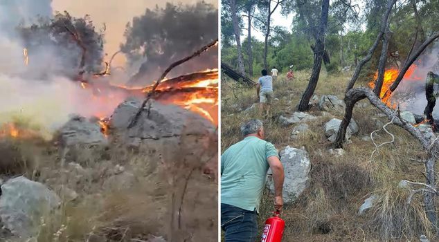 In Antalya, volunteers are also involved in fighting the forest fire: fire extinguishers were transported by donkey.