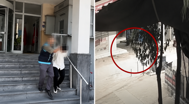 Security camera footage of the pepper spray and knife murder in Kayseri has emerged.
