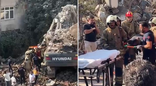 Controlled demolition went out of control in Kucukcekmece! Operator trapped under debris