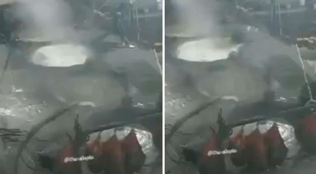 The young man who fell into the cauldron was burned to death.