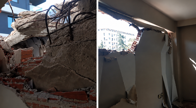 While lying on the couch in Avcılar, the construction machine demolished the wall of the apartment.