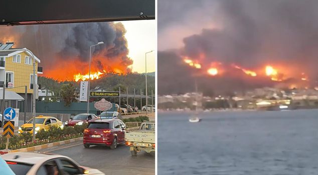 في منطقة موغلا بمنطقة فتحية، حريق غابات