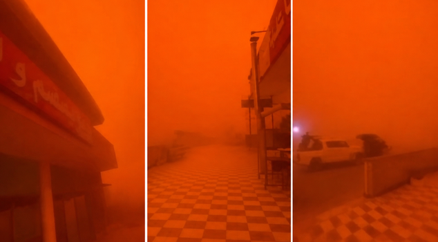 After Mecca, in Syria: Dust storm turns the sky red