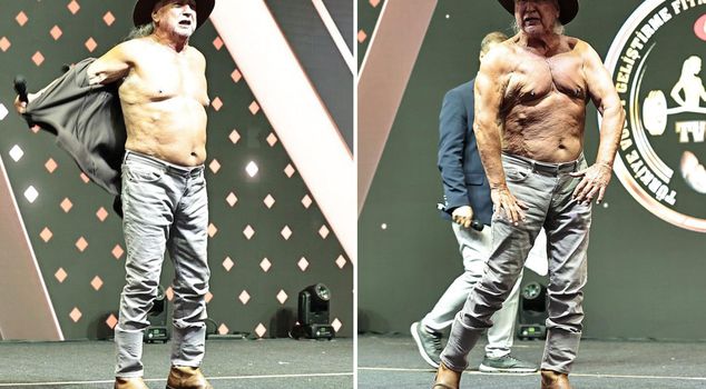 Sener Usumezsoy gave a message by showing off his muscles on stage.