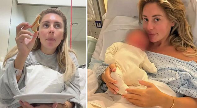 The woman who became pregnant after being with 400 men held her baby in her arms.