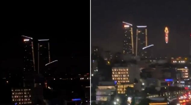 A striking image over RAMS Park at midnight