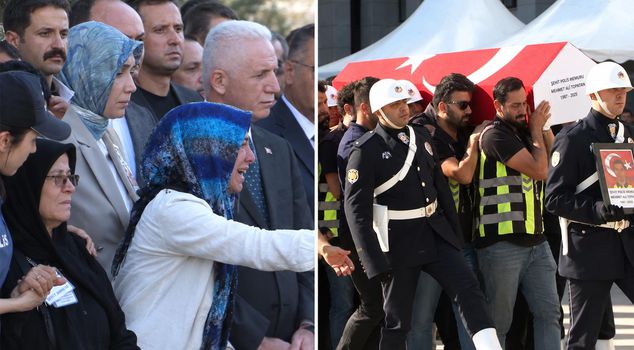 The police officer who was martyred at the beginning of the mission was sent off on his final journey, and the cries of his family were heartbreaking.