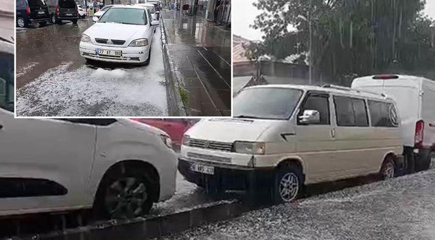 A surprising sight in September! Sudden hail hit Kars.