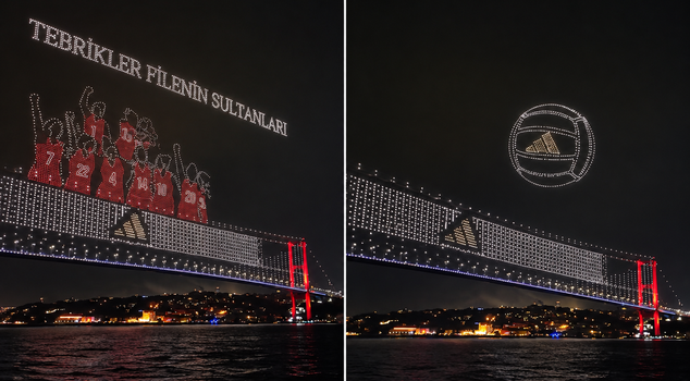 The European Championship was celebrated with a visual feast on the Bosphorus in Istanbul.