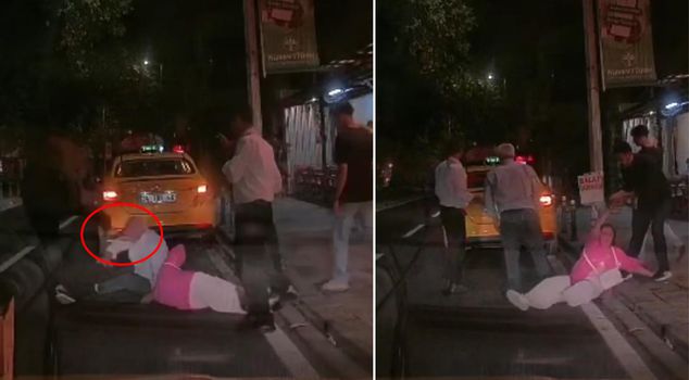 Taxi driver horror in Istanbul! He kicked an elderly man in the face, and a woman was dragged on the ground.