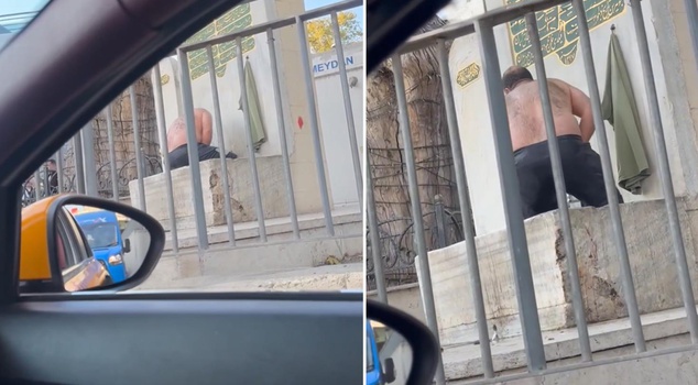 منظر مثير للاهتمام في شارع بغداد! استحم في النافورة في وضح النهار