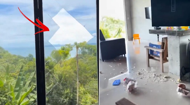 The footage shot at home revealed the severity of the 7.6-magnitude earthquake.