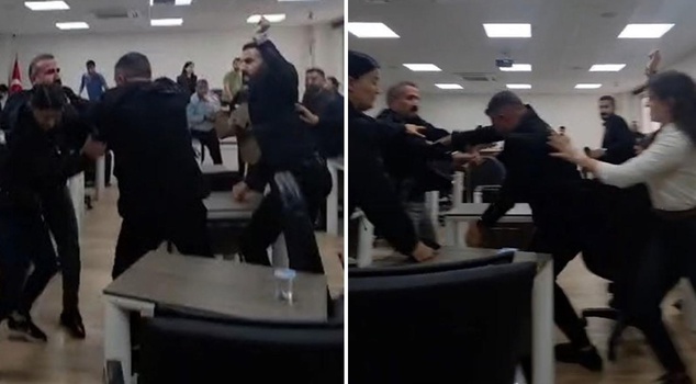 The fight in Silopi Municipal Council on a mobile phone camera