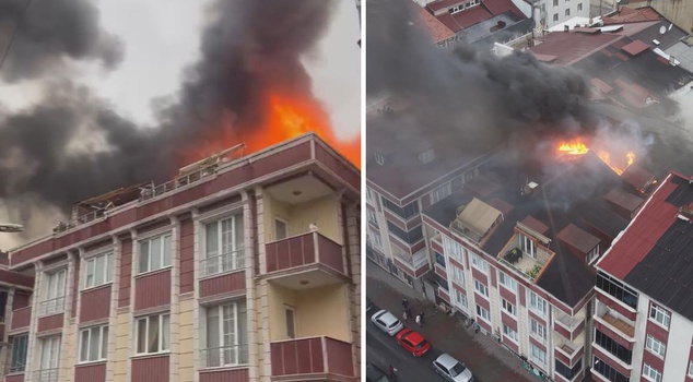Fire in a 5-story building in Arnavutköy