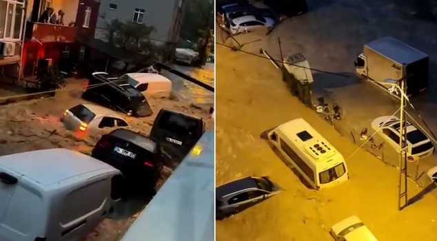 Flood in Sarıyer Ayazağa: Cars were swept away and piled on top of each other.