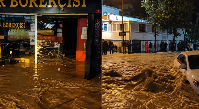 After the downpour in Sarıyer, the roads were submerged and houses were flooded.