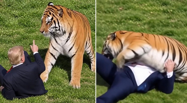 Trump knocked the tiger down with artificial intelligence.