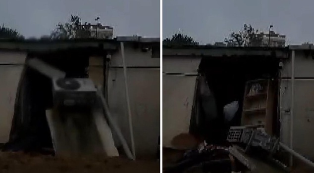 The destruction caused by the flood at the workplace in Ayazağa is on camera.