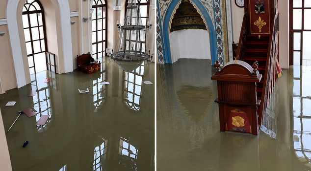 The flood in Istanbul also hit historic structures: Sadabad Mosque submerged
