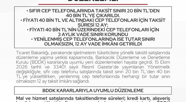 The installment limit for mobile phones has doubled! Up to 40 thousand lira can be paid in 12 installments.