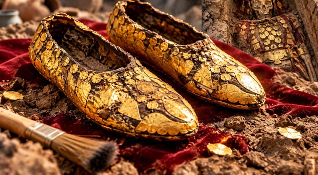 Golden shoes were found in a 1500-year-old tomb