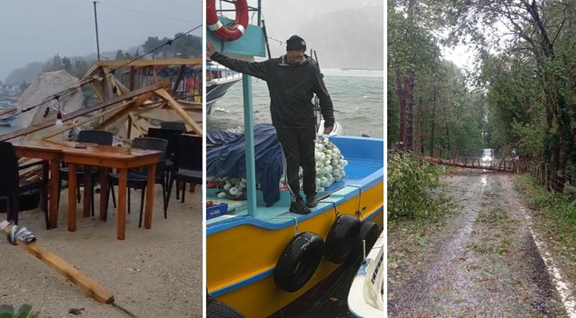 A storm hit Bartın! Waves reached 6 meters in Amasra, and boats took shelter in the harbor.