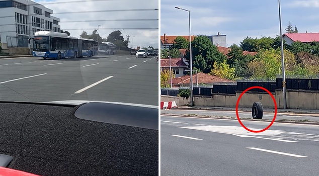 The tire of a municipal bus in Ankara flew onto the road! Those moments were caught on camera