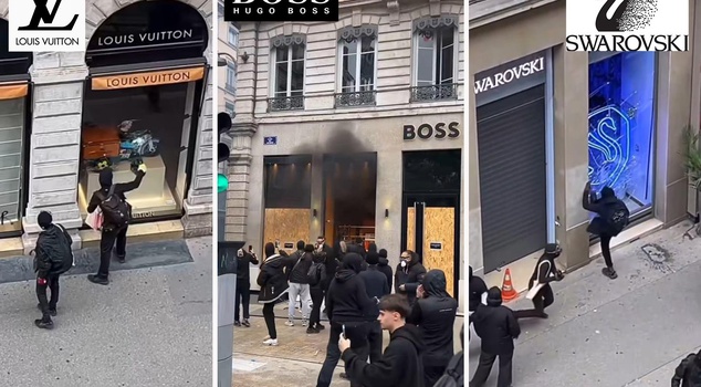 Swarovski, Louis Vuitton and Hugo Boss stores in Paris are targets of looters.