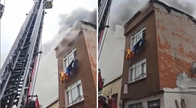 Frightening fire in Fatih! Flames spread to the roof of the adjacent building