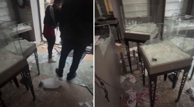 The final state of the looted jewelry store in France was captured on camera.