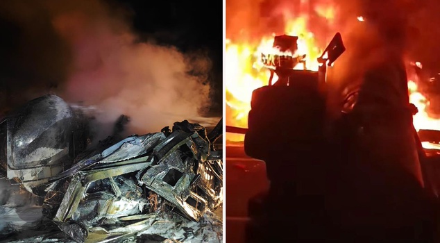 The driver of the tanker that caught fire after overturning died.