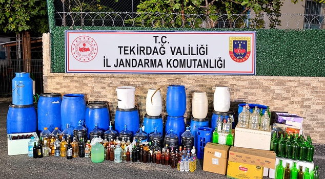 In Tekirdağ, 1 ton and 120 liters of counterfeit wine were found in the home of a 73-year-old man.