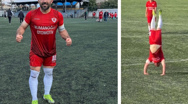 احتفال لاعب كرة قدم هاوٍ بهدفه بـ«11 شقلبة»