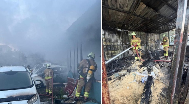 The vehicles waiting to be sold were caught in the flames.