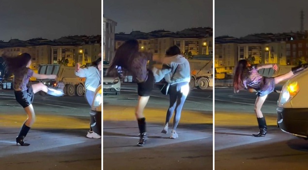 Footage from Turkey! Forget the women's fights you've watched before.