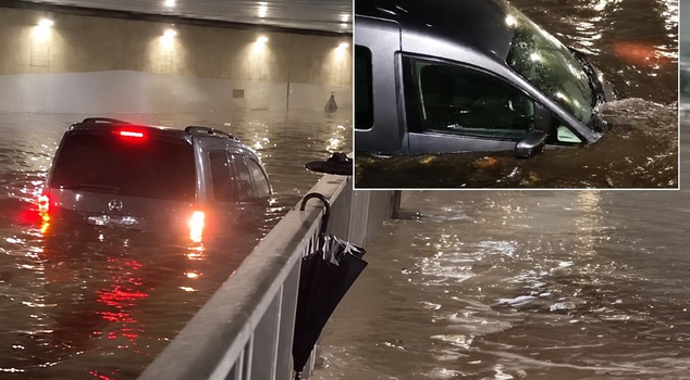 Heavy downpour in Istanbul! Roads turned into lakes in 2 districts; father and daughter rescued at the last moment.