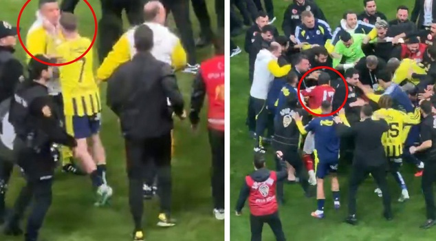Kerem Aktürkoğlu grabbed his own coach by the collar, Eren Elmalı kicked the footballer lying on the ground.