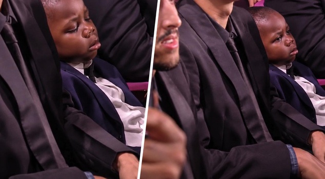 Lamine Yamal's little brother fell asleep at the award ceremony.
